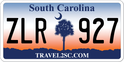 SC license plate ZLR927
