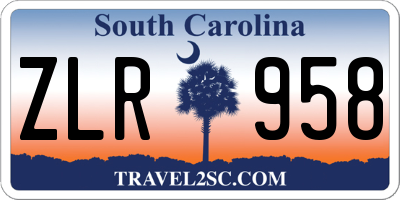 SC license plate ZLR958