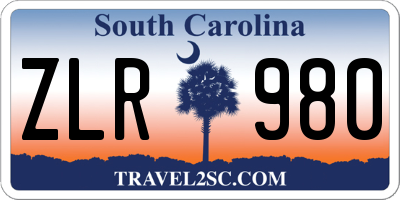 SC license plate ZLR980