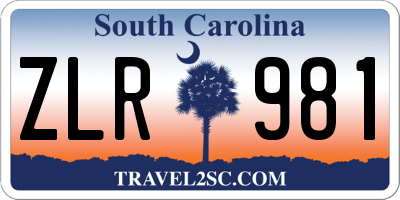 SC license plate ZLR981