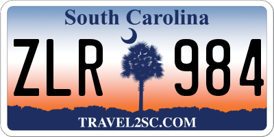 SC license plate ZLR984