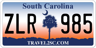 SC license plate ZLR985