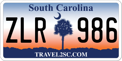 SC license plate ZLR986