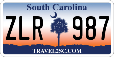 SC license plate ZLR987