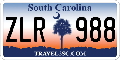 SC license plate ZLR988