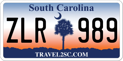 SC license plate ZLR989