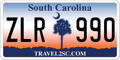 SC license plate ZLR990