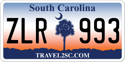 SC license plate ZLR993