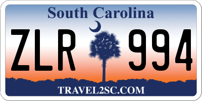 SC license plate ZLR994