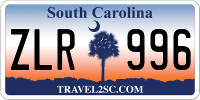 SC license plate ZLR996