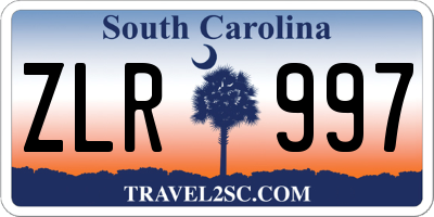 SC license plate ZLR997
