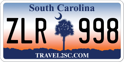 SC license plate ZLR998