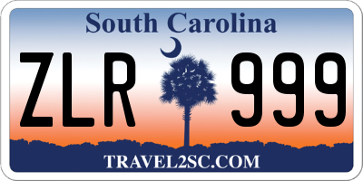 SC license plate ZLR999