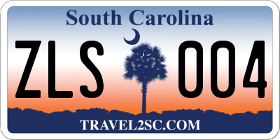 SC license plate ZLS004