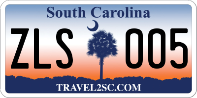 SC license plate ZLS005