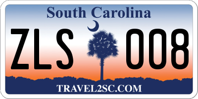 SC license plate ZLS008