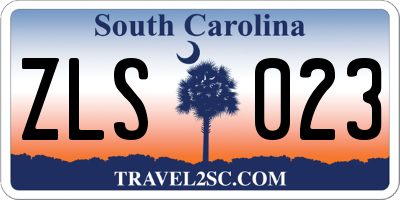 SC license plate ZLS023