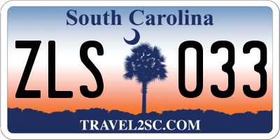 SC license plate ZLS033
