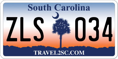SC license plate ZLS034