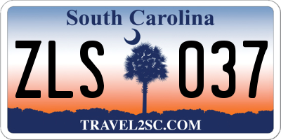 SC license plate ZLS037