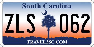 SC license plate ZLS062