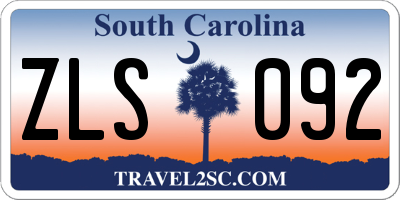 SC license plate ZLS092