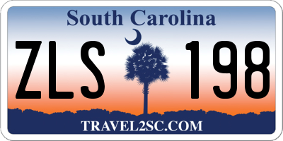 SC license plate ZLS198