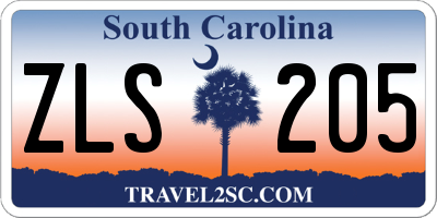 SC license plate ZLS205