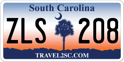 SC license plate ZLS208