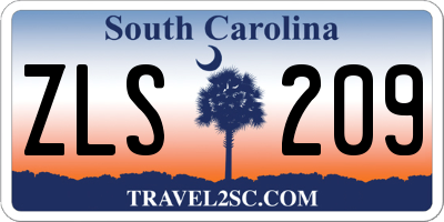 SC license plate ZLS209