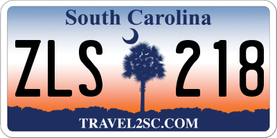 SC license plate ZLS218