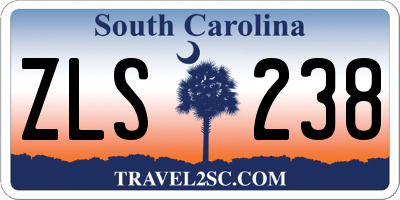 SC license plate ZLS238