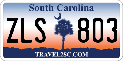 SC license plate ZLS803