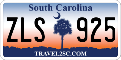 SC license plate ZLS925