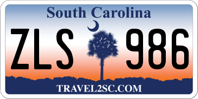 SC license plate ZLS986