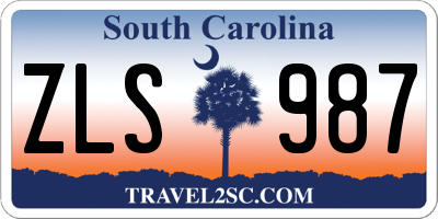 SC license plate ZLS987