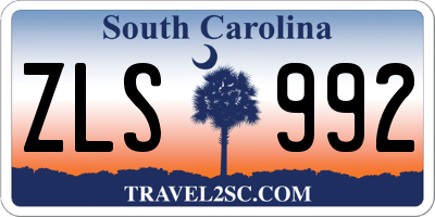 SC license plate ZLS992