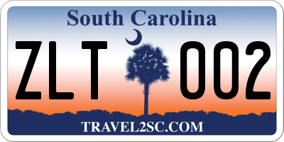 SC license plate ZLT002