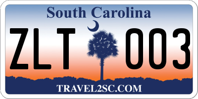 SC license plate ZLT003