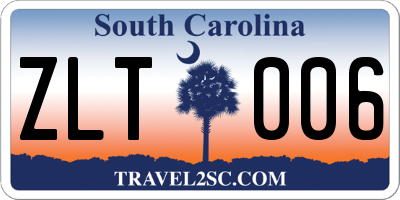SC license plate ZLT006