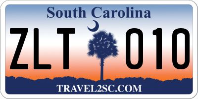 SC license plate ZLT010