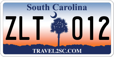 SC license plate ZLT012