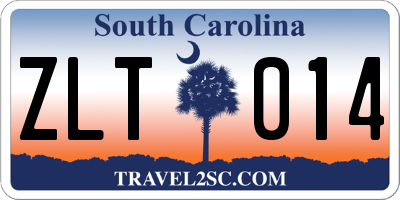 SC license plate ZLT014