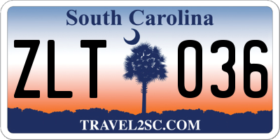 SC license plate ZLT036