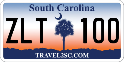 SC license plate ZLT100