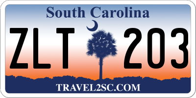 SC license plate ZLT203