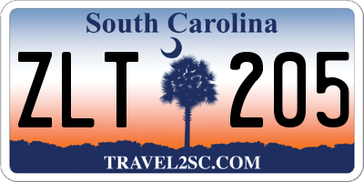 SC license plate ZLT205