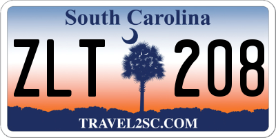 SC license plate ZLT208
