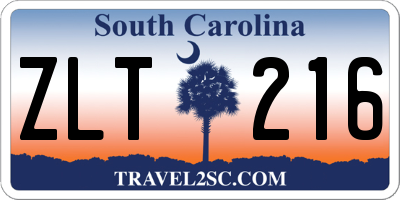 SC license plate ZLT216
