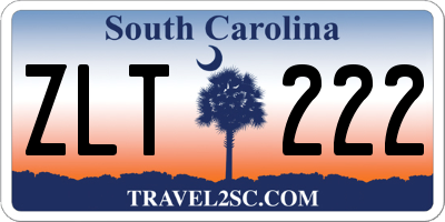SC license plate ZLT222